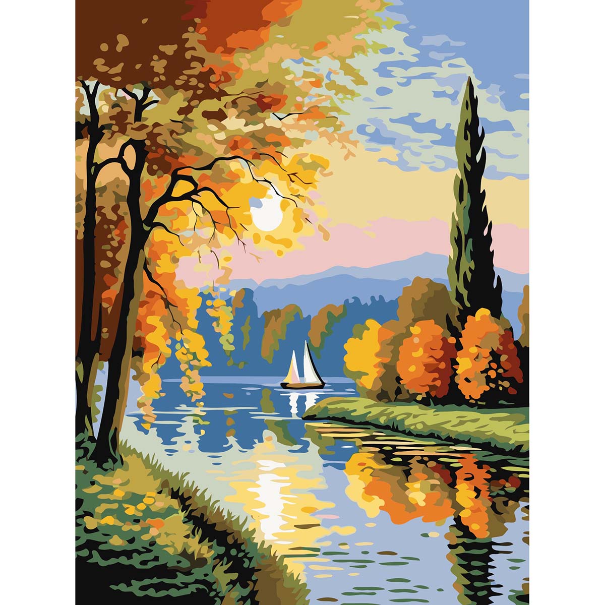 

ST032 - Набор для рисования по номерам На закате осенним вечером, 30*40см, Cristyle