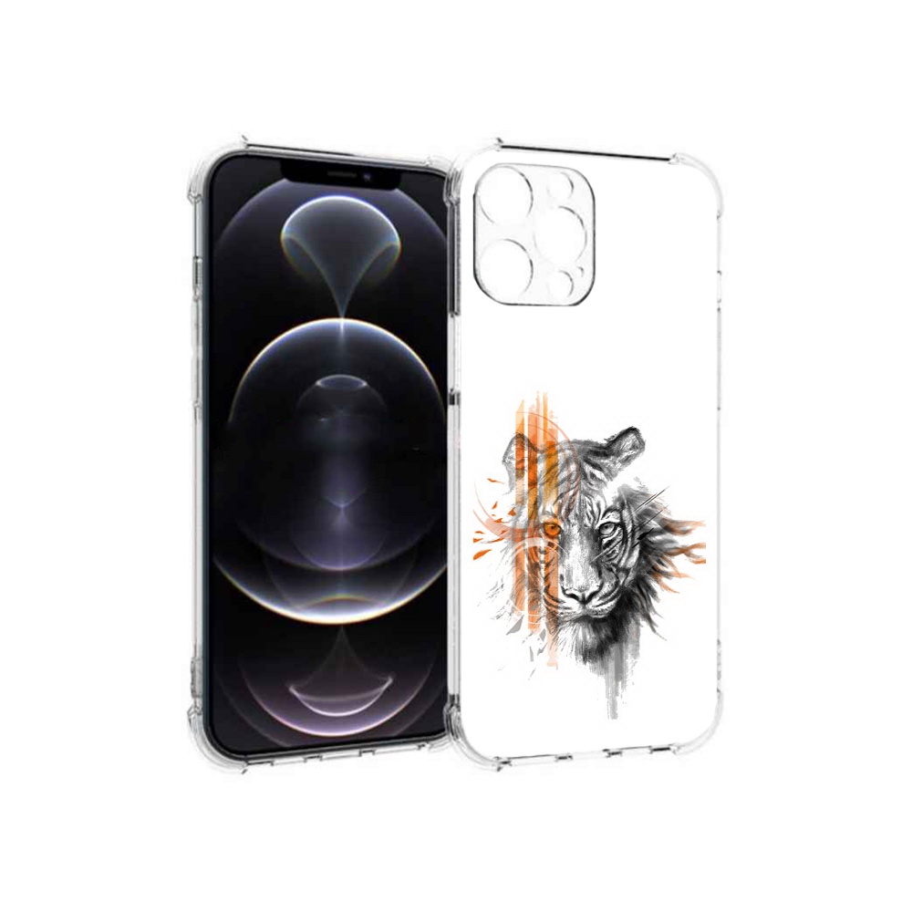 

Чехол MyPads Tocco для Apple iPhone 12 Pro Max огненный тигр (PT157374.616.526), Прозрачный, Tocco