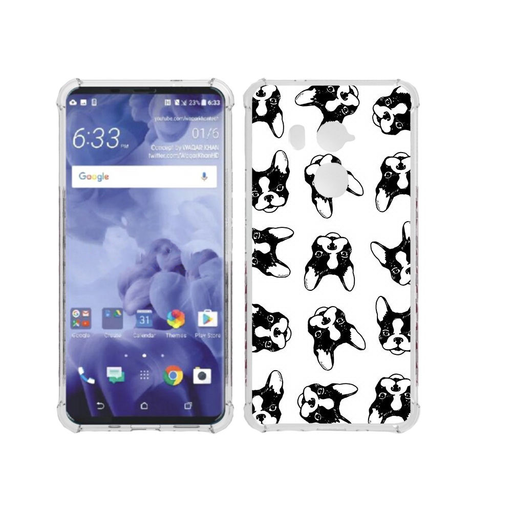

Чехол MyPads Tocco для HTC U11 Plus черно белые собачки, Прозрачный, Tocco
