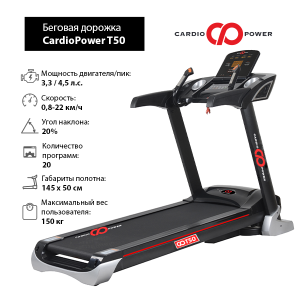 

Беговая дорожка CardioPower T50, Черный