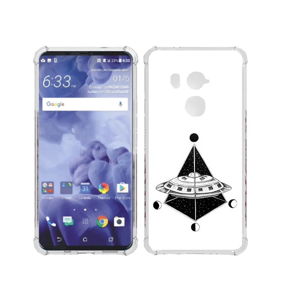 

Чехол MyPads Tocco для HTC U11 Plus черно белая летающая тарелка, Прозрачный, Tocco