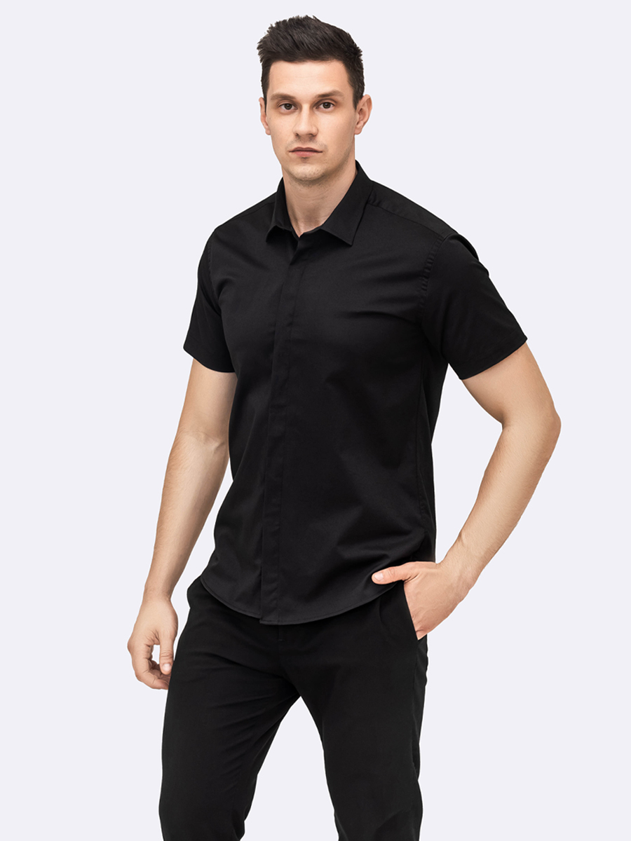 

Рубашка мужская Simple RH черная 50 RU, Черный, RH