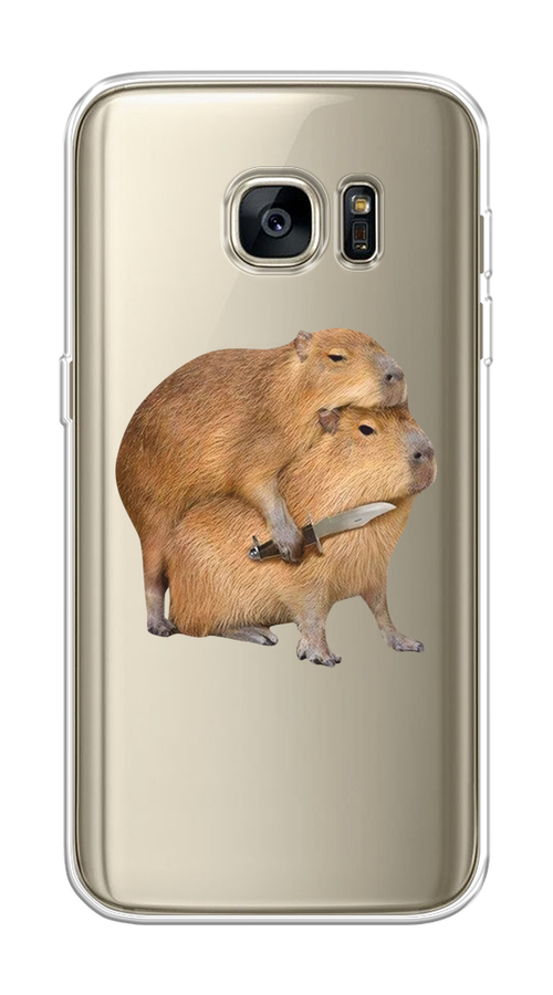 

Чехол на Samsung Galaxy S7 "Капибара с ножом", Бежевый, 24550-1