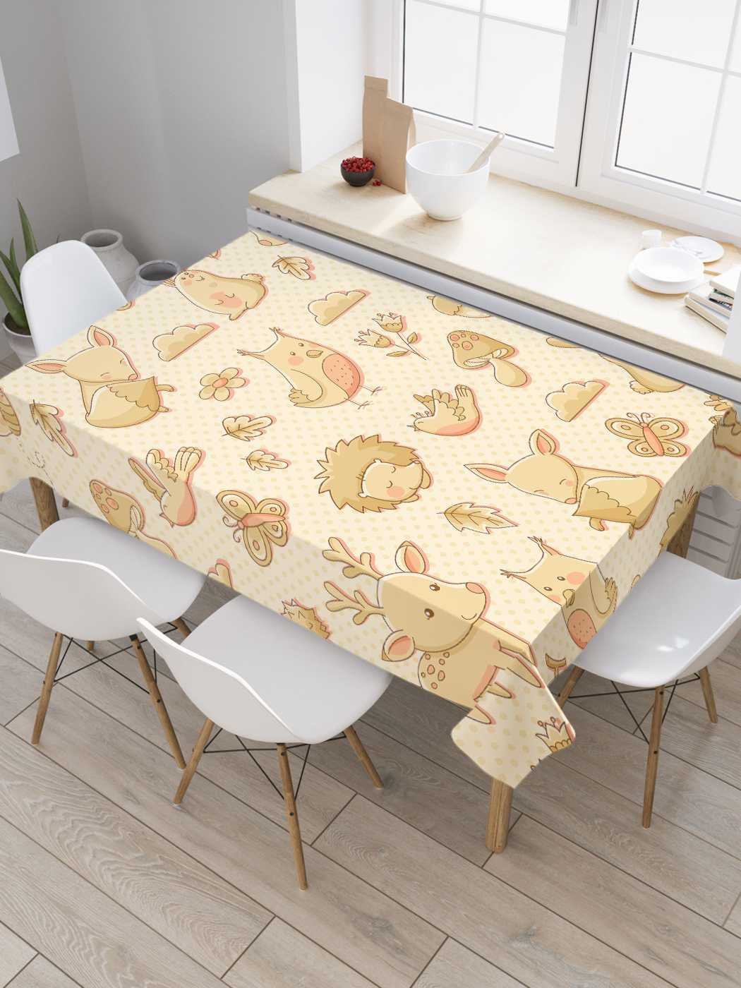 

Скатерть прямоугольная JoyArty "Лесные жители" из сатена, 180x145 см, Лесные жители