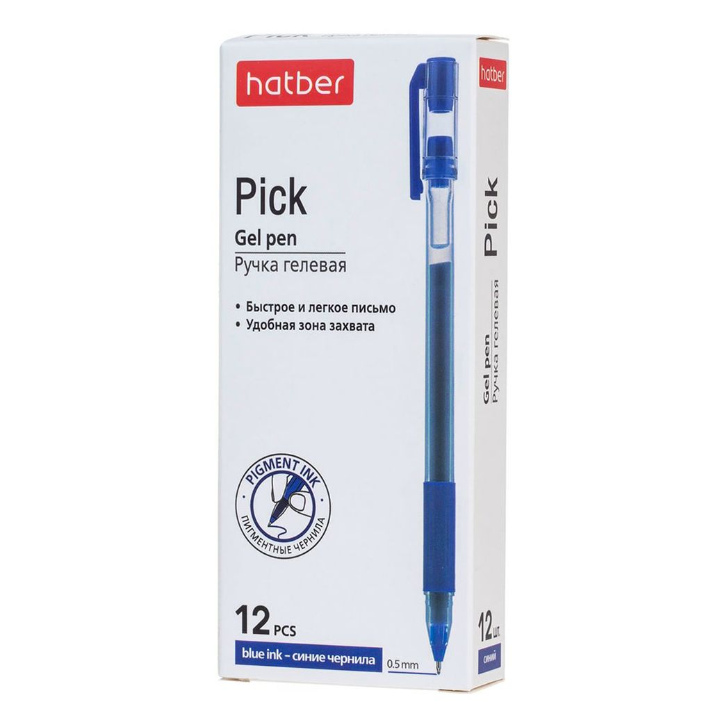 

Набор гелевых ручек Hatber Pick цвет чернил синий линия письма 0,5 мм 12 шт