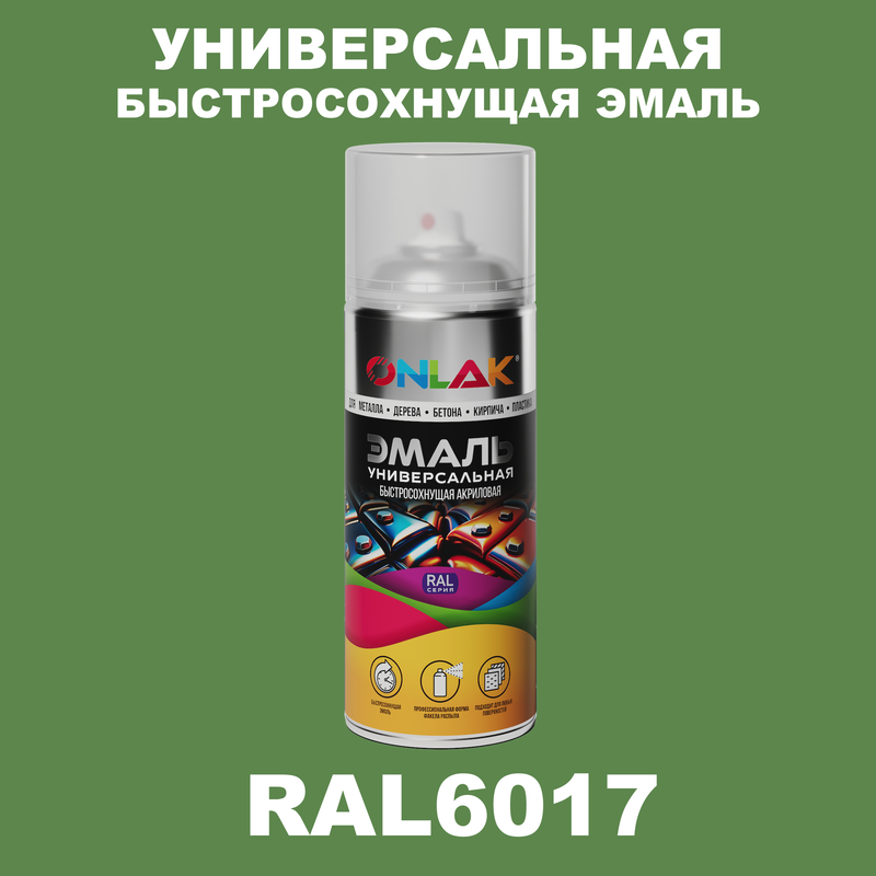 

Эмаль акриловая ONLAK RAL 6017 полуматовая, Зеленый, RAL-AER400-SPREY