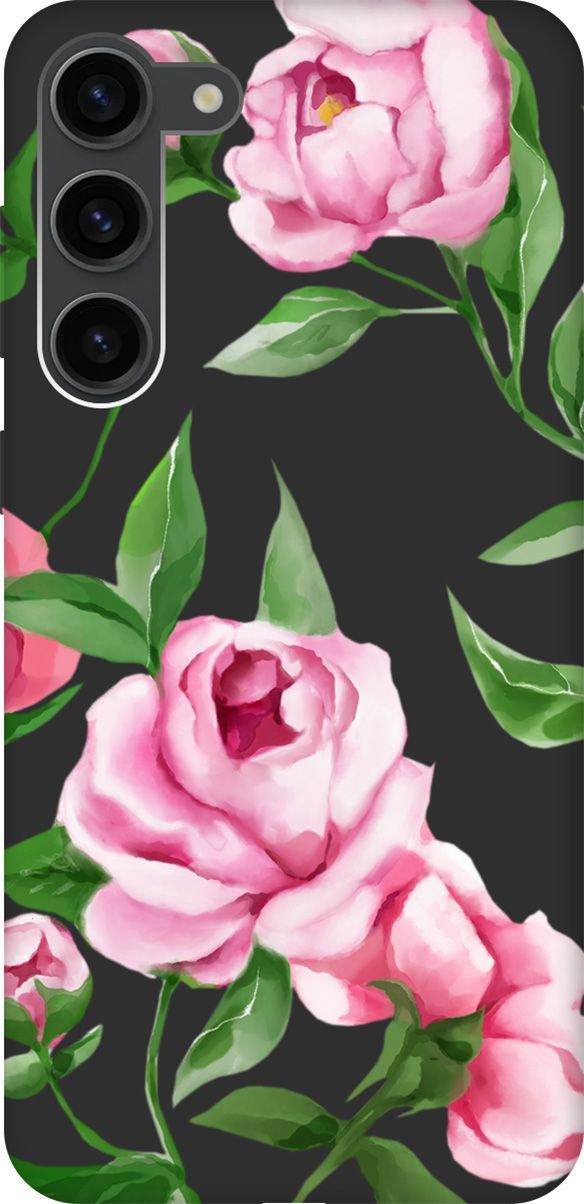 

Чехол на Samsung Galaxy S23+ с 3D принтом "Amazing Peonies" черный, Черный;зеленый, 158392