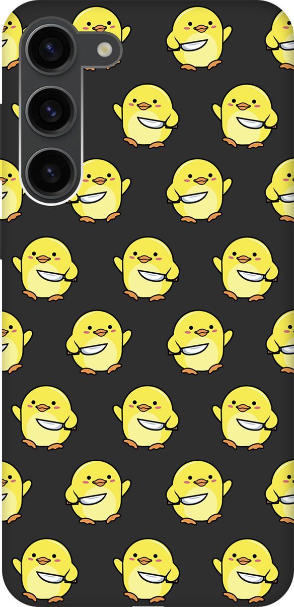 

Чехол на Samsung Galaxy S23+ с 3D принтом "Chick With Knife" черный, Черный;желтый, 158392