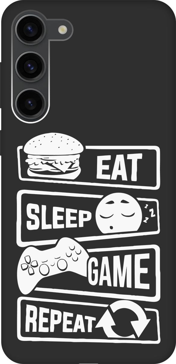

Чехол на Samsung Galaxy S23+ с 3D принтом "Game Repeat W" черный, Черный;белый, 158392