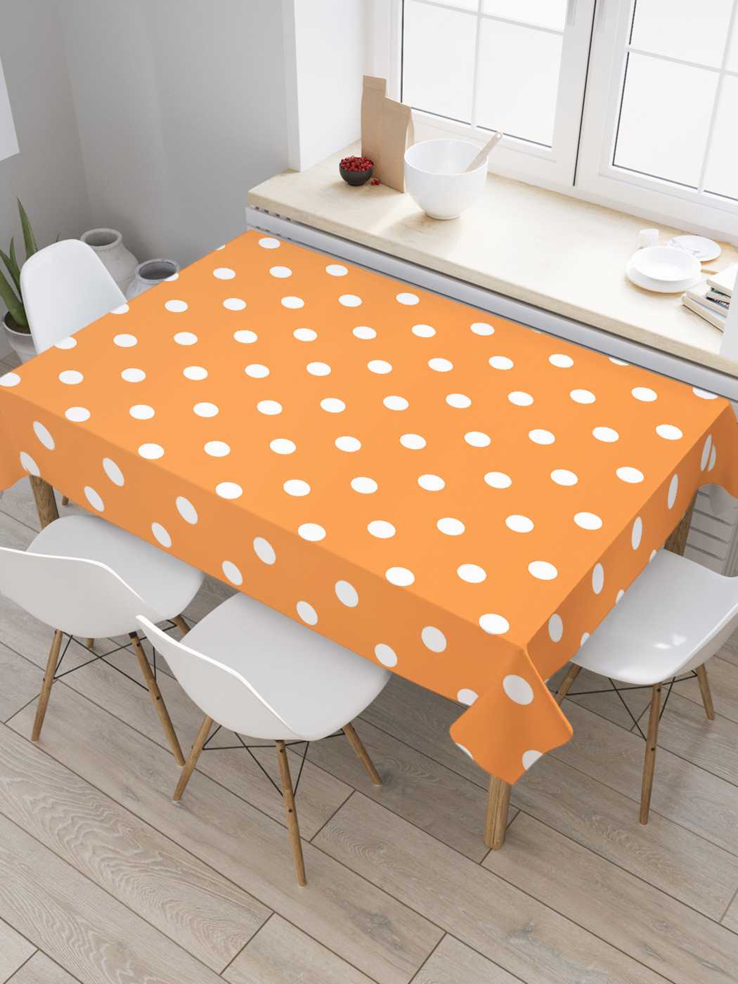 

Скатерть прямоугольная JoyArty "Волшебный горошек" из сатена, 180x145 см, Белый, Волшебный горошек