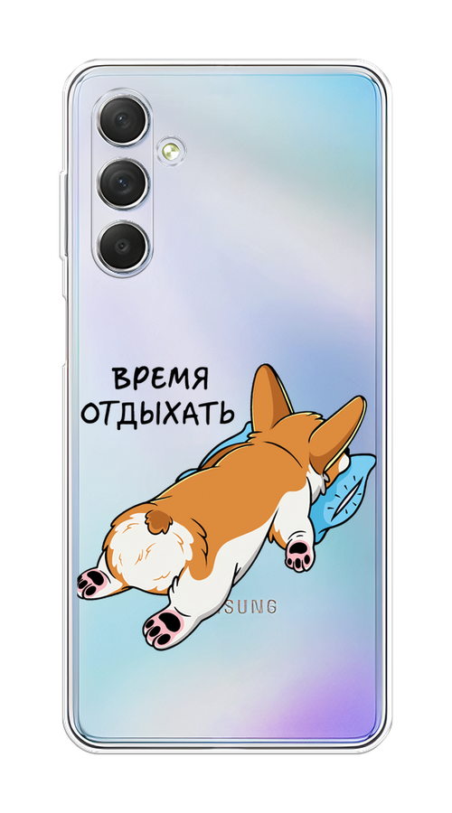 

Чехол на Samsung Galaxy M54 "Корги отдыхает", Черный;коричневый;голубой, 2108250-1