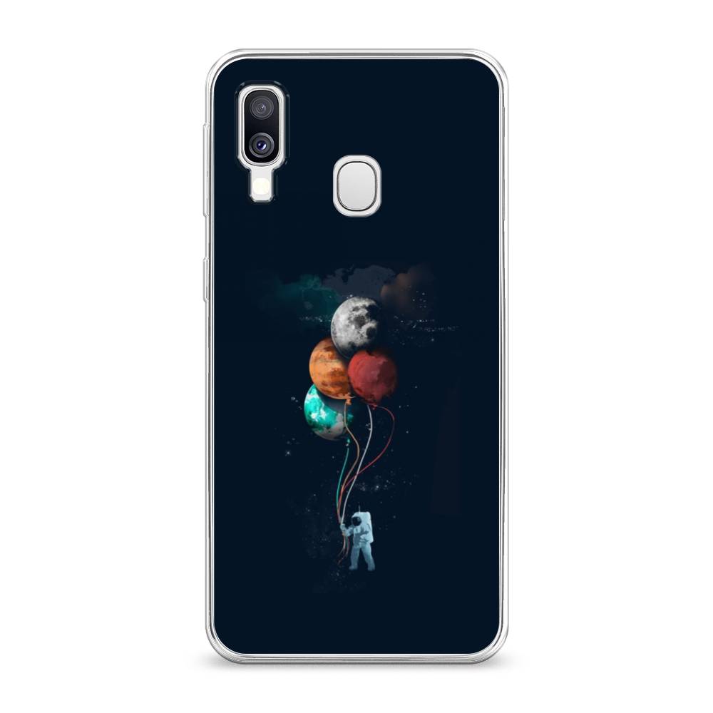 

Чехол на Samsung Galaxy A40 "Космонавт с шариками", Разноцветный, 28050-4