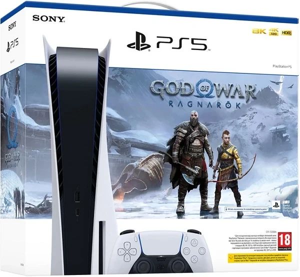 

Игровая приставка PlayStation 5 825Gb+God of War Ragnarok+2-ой геймпад+док станция, Белый;черный