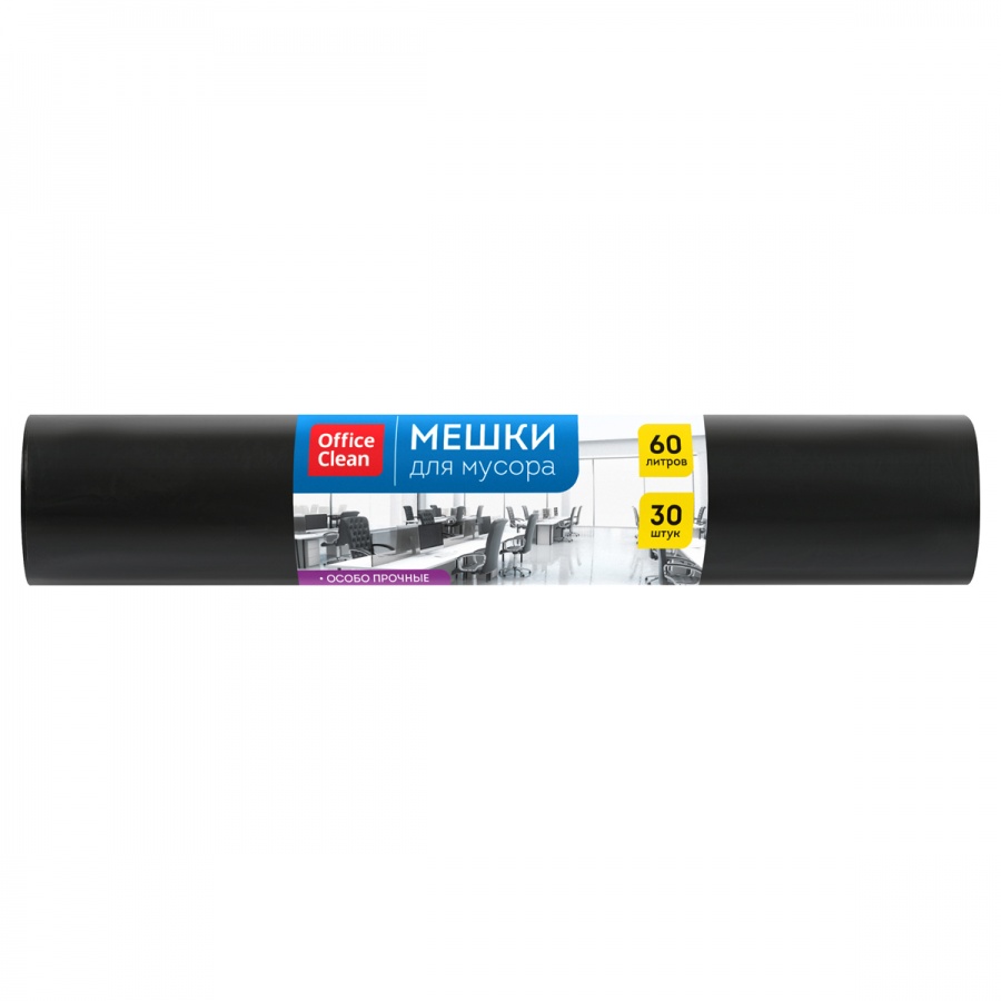 

Пакеты для мусора 60л OfficeClean (60x70см, 20мкм, черные) ПСД, 30шт (355038), 15 уп, Черный