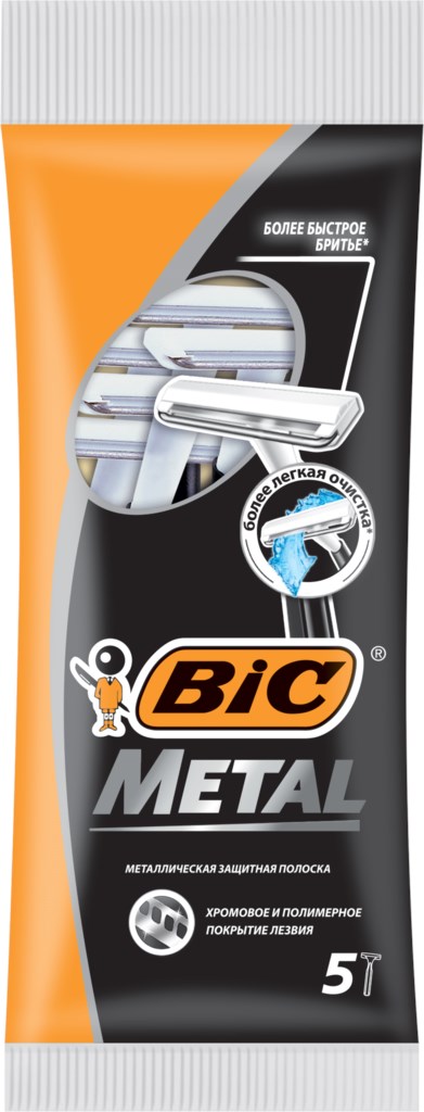 

Бритвенные станки BIC Metal с одним лезвием 5 шт, Черный