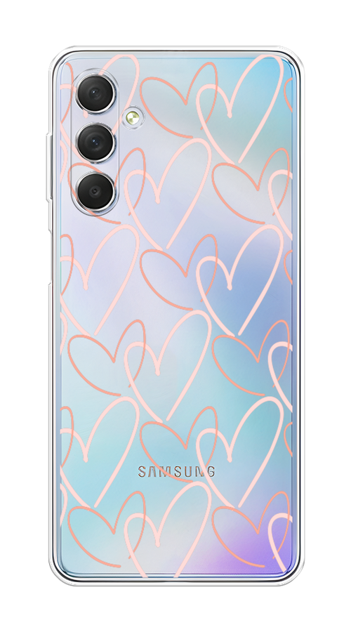 

Чехол на Samsung Galaxy M54 "Узор из сердечек", Розовый;бежевый, 2108250-6