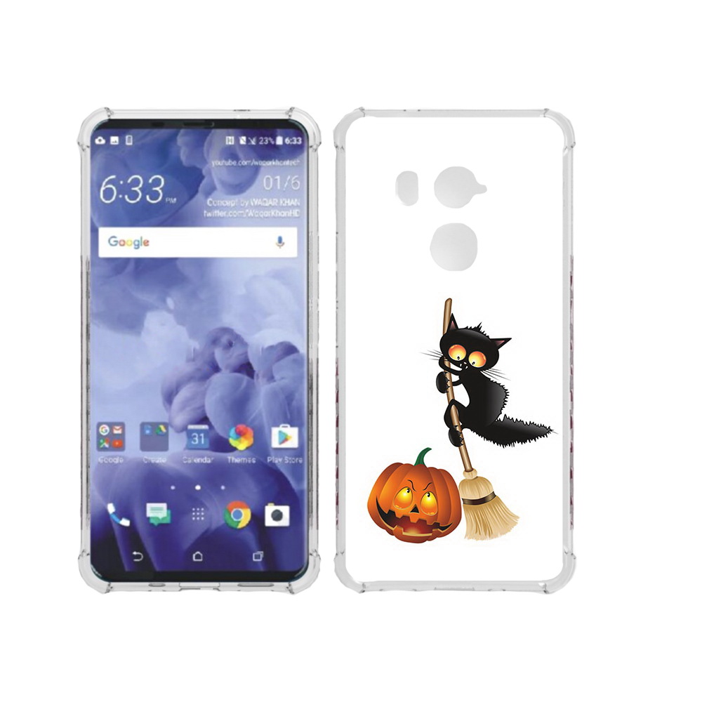 

Чехол MyPads Tocco для HTC U11 Plus хэлуинский котик, Прозрачный, Tocco