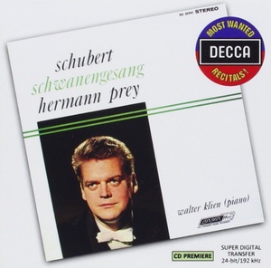 Schubert: Schwanengesang and other songs. Hermann Prey (baritone)