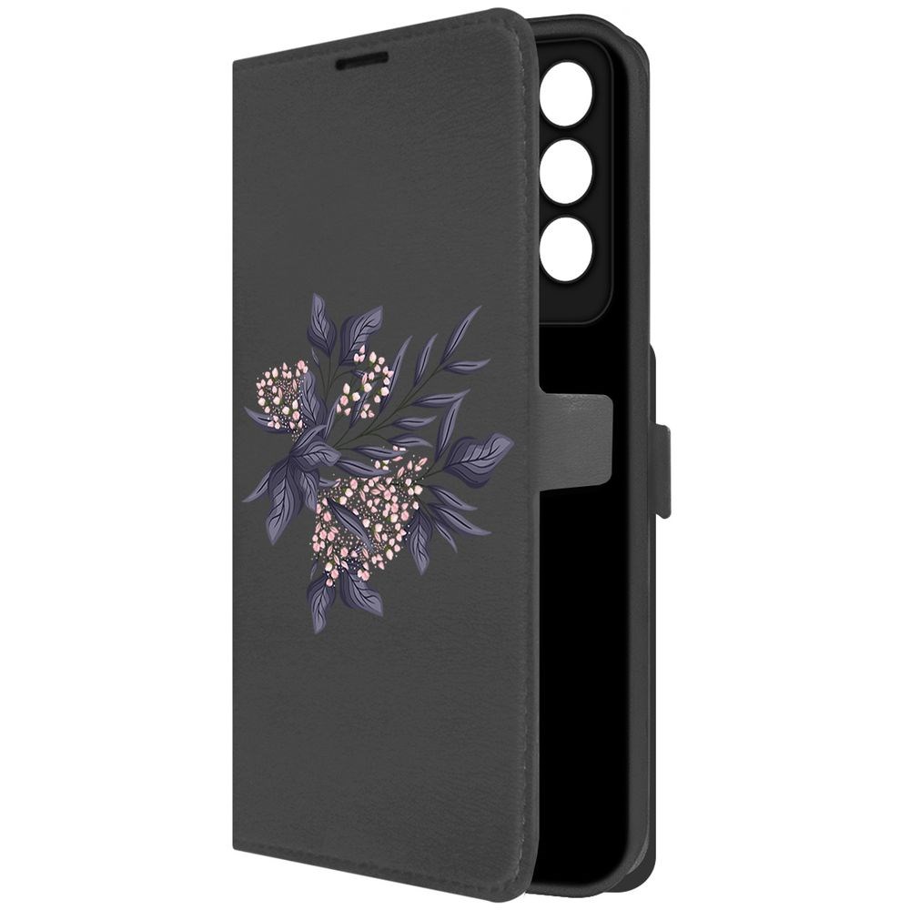 

Чехол-книжка Krutoff Eco Book для Vivo T2 Розовые бутоны (черный)