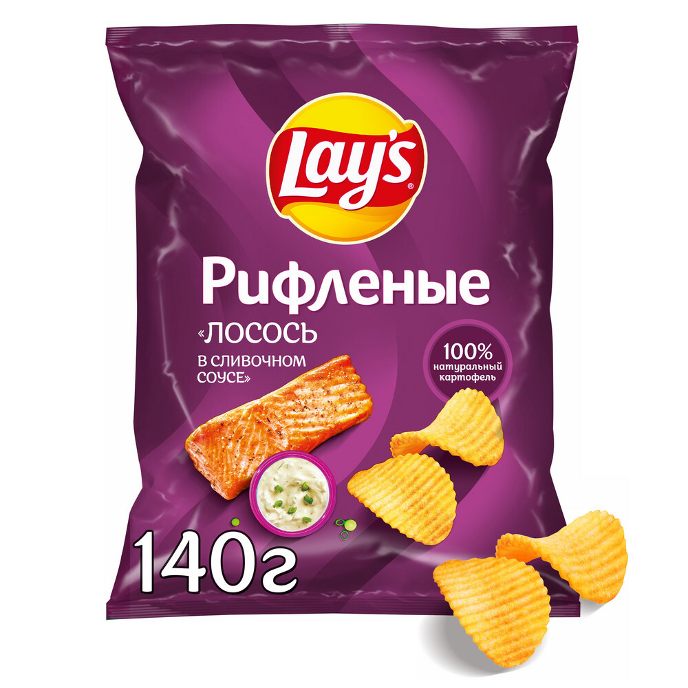 

Чипсы картофельные Lay's Рифленые Сливочный лосось 140г 10шт