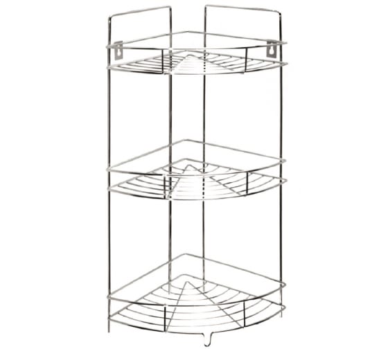 Полка для ванной Аквалиния трехуровневая угловая Т084 хромированная