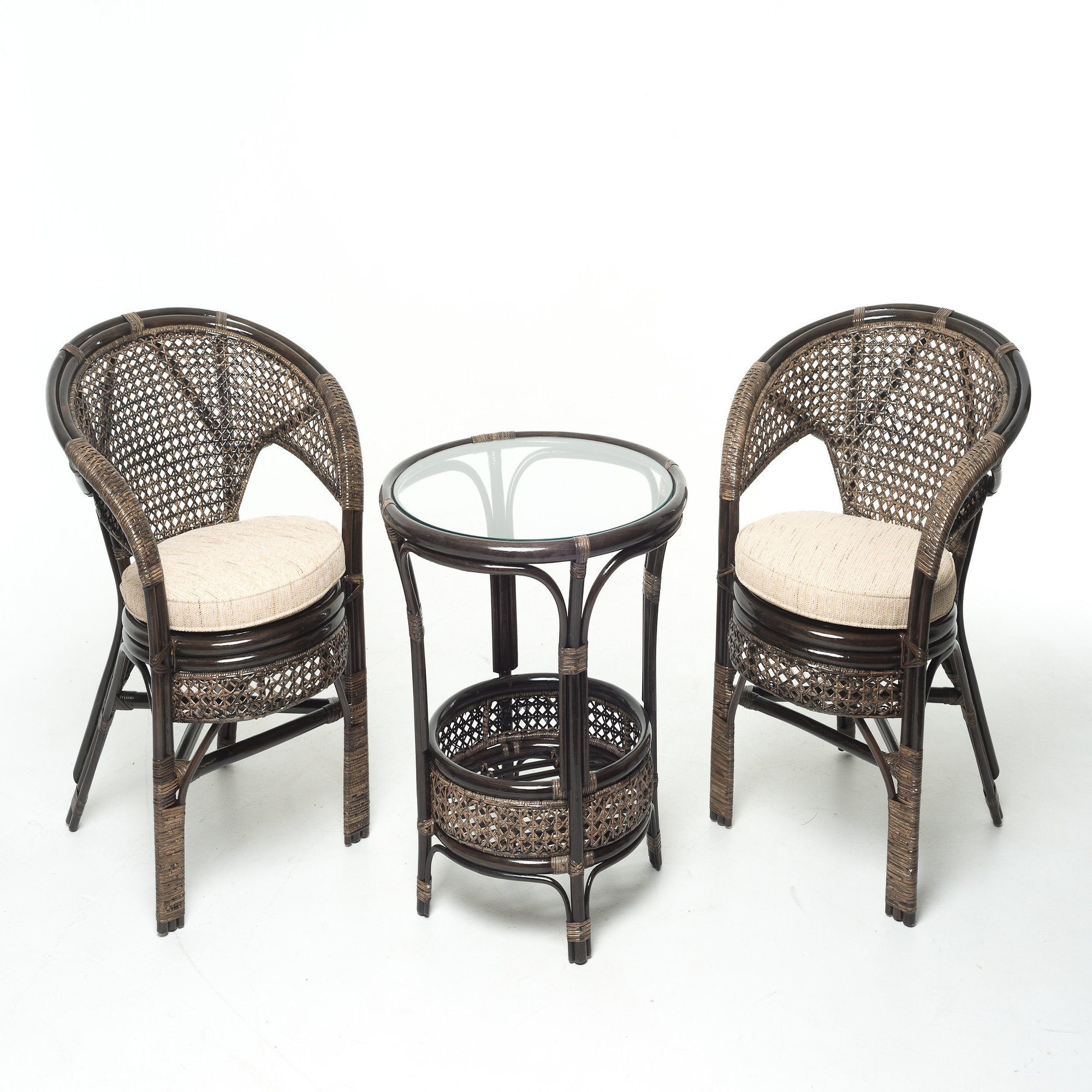 фото Набор садовой мебели vinotti 02/15 (два кресла + столик) цвет: темный коньяк