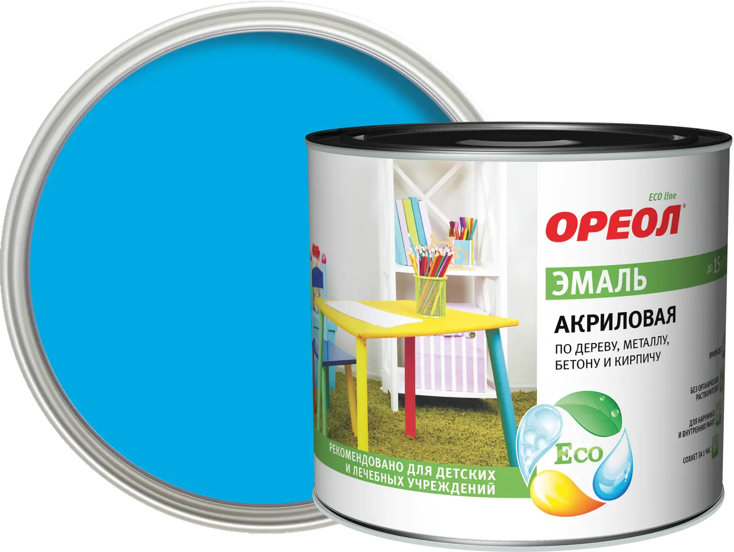 

Эмаль акриловая Ореол глянцевая цвет голубой 1.9 кг