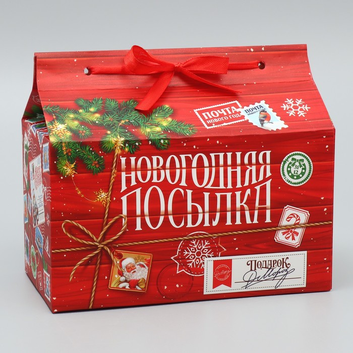 

Коробка подарочная Дарите Счастье Новогодняя посылка 10 х 18 х 14 см 5 шт, Красный