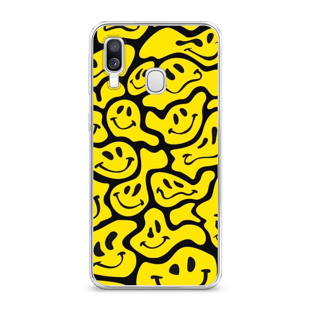 

Чехол на Samsung Galaxy A40 "Расплывчатые смайлики желтые", Черный;желтый, 28050-6