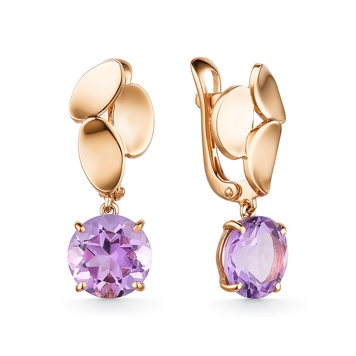 

Серьги из красного золота Гранат 21803398, кварц, 21803398