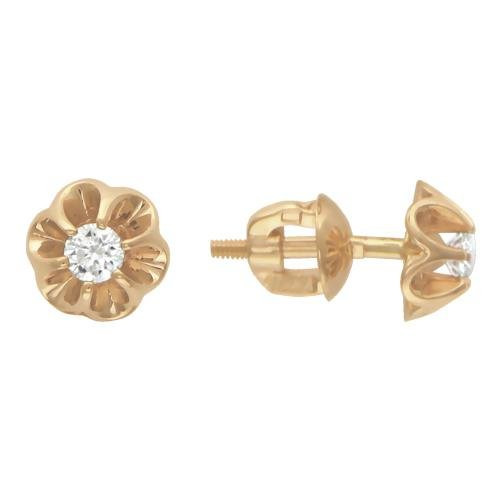 

Серьги из красного золота Эстет 01С114990, фианит, 01С114990