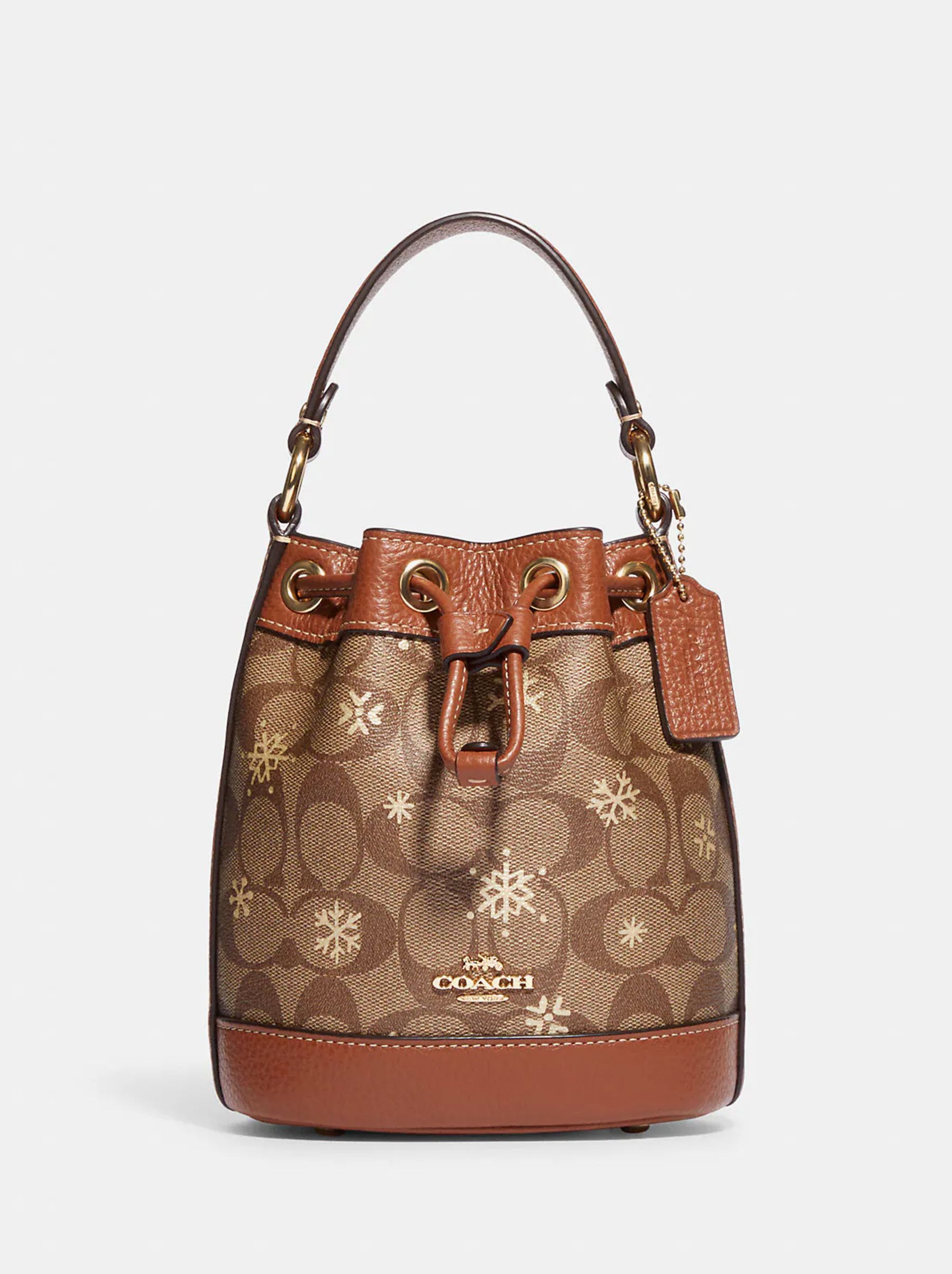 

Сумка женская Coach Dempsey Drawstring_CH0267 коричневая, Бежевый, Dempsey Drawstring_CH0267