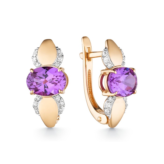 

Серьги из красного золота Гранат 21802969, кварц\ фианит, 21802969