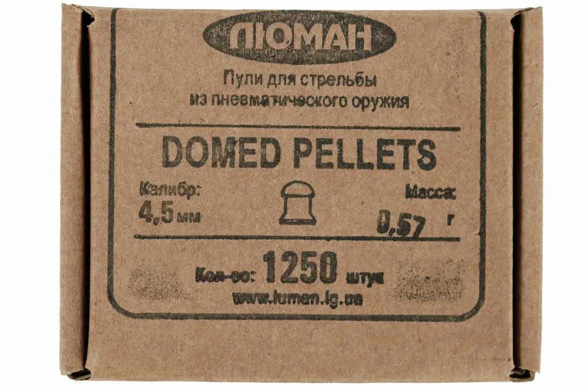 

Пули пневматические Люман Domed pellets 0,57 г 4,5 мм (1250 шт.), Серый