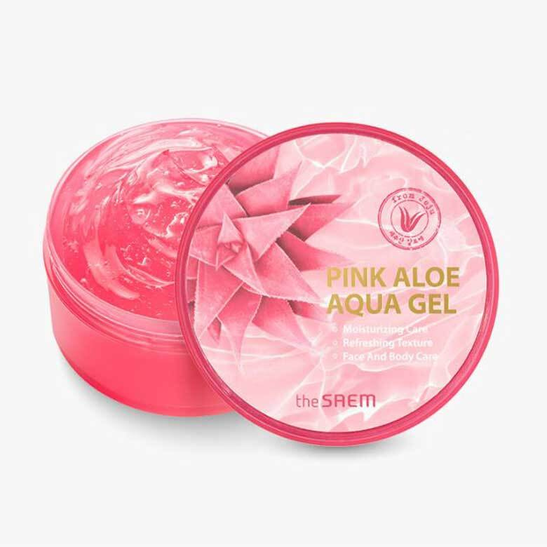 Гель с алоэ The Saem освежающий и успокаивающий pink aloe aqua gel