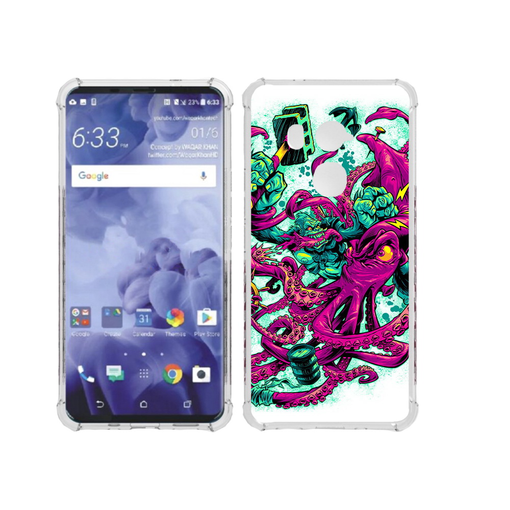 

Чехол MyPads Tocco для HTC U11 Plus фиолетовый кракен, Прозрачный, Tocco