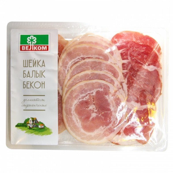 

Ассорти мясное сырокопченое Велком шейка-балык-бекон нарезка 90 г