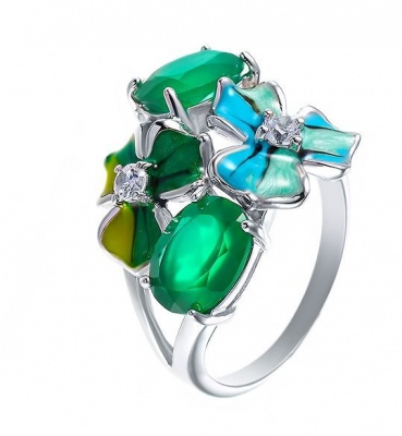 

Кольцо из серебра р. 17 JV SE2392-R_KO_ZAG_ENAM_001_WG, фианит\эмаль\агат, SE2392-R_KO_ZAG_ENAM_001_WG