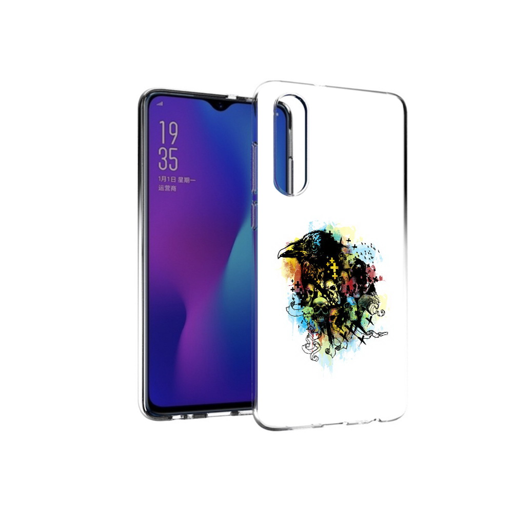 

Чехол MyPads Tocco для Huawei P30 ворон и черепа, Прозрачный, Tocco