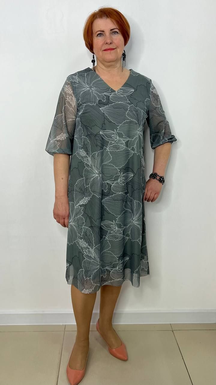 Платье женское Asen 59860 зеленое 56 RU