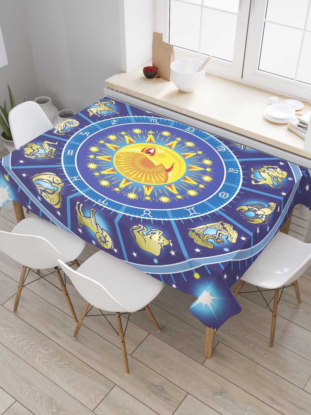 

Скатерть прямоугольная JoyArty "Звездные созвездия" из сатена, 180x145 см, Голубой, Звездные созвездия