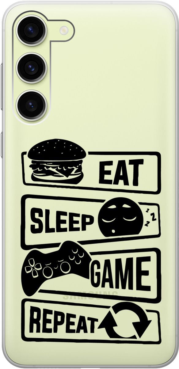 

Чехол на Samsung Galaxy S23+ с 3D принтом "Game Repeat" прозрачный, Прозрачный;черный, 158389