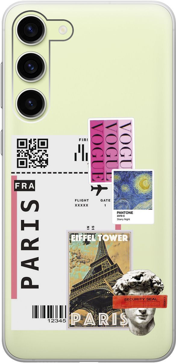 

Чехол на Samsung Galaxy S23+ с 3D принтом "Paris Stickers" прозрачный, Прозрачный;бежевый, 158388