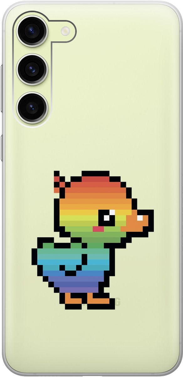 

Чехол на Samsung Galaxy S23+ с 3D принтом "Pixel Duck" прозрачный, Прозрачный;желтый, 158388