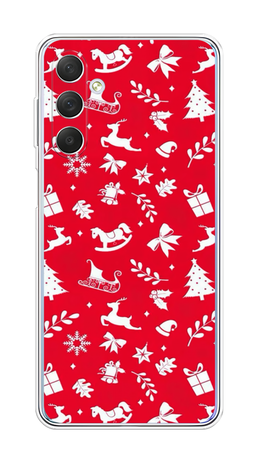 

Чехол на Samsung Galaxy M54 "Красный новогодний фон", Красный;белый, 2108250-5