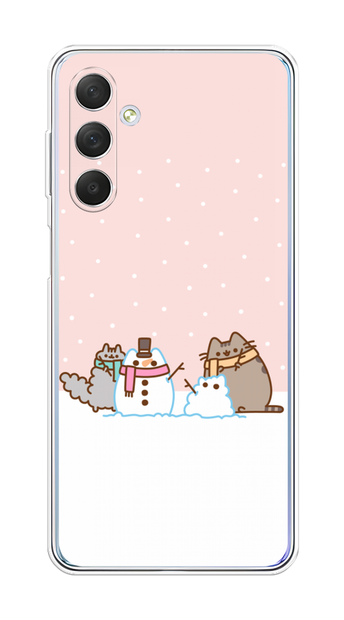 

Чехол на Samsung Galaxy M54 "Котики в снегу", Розовый;белый;серый, 2108250-5