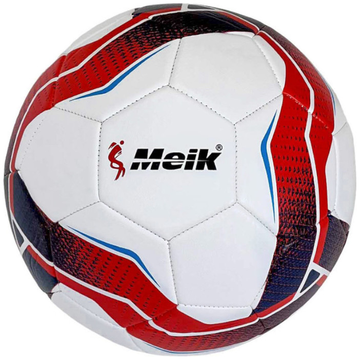 Мяч футбольный MEIK 4-слоя, ТPU 2. 8, 350 гр, машинная сшивка, белый/красный