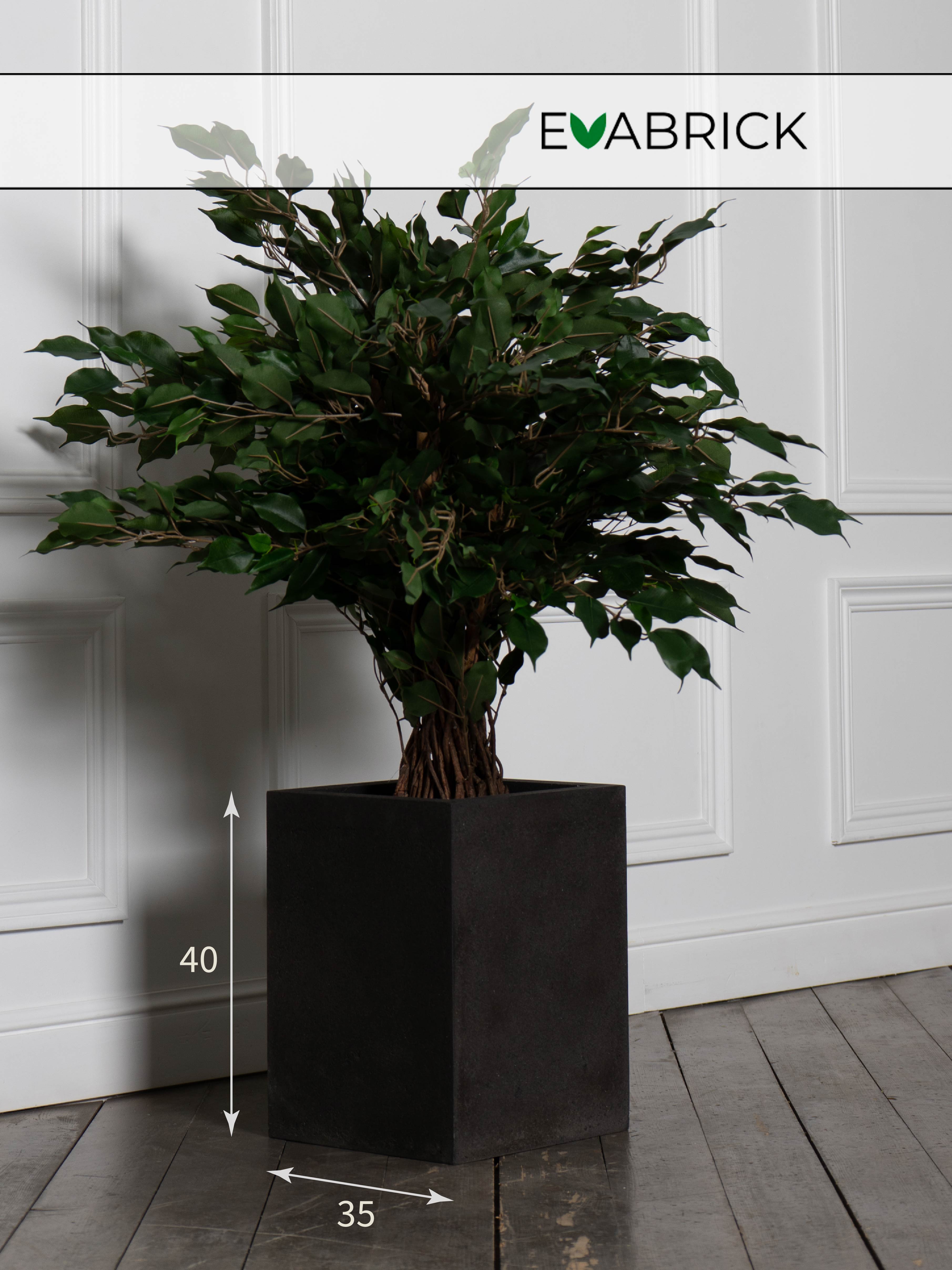 Кашпо Evabrick Cube 29 л черный искусственный камень 1 шт.