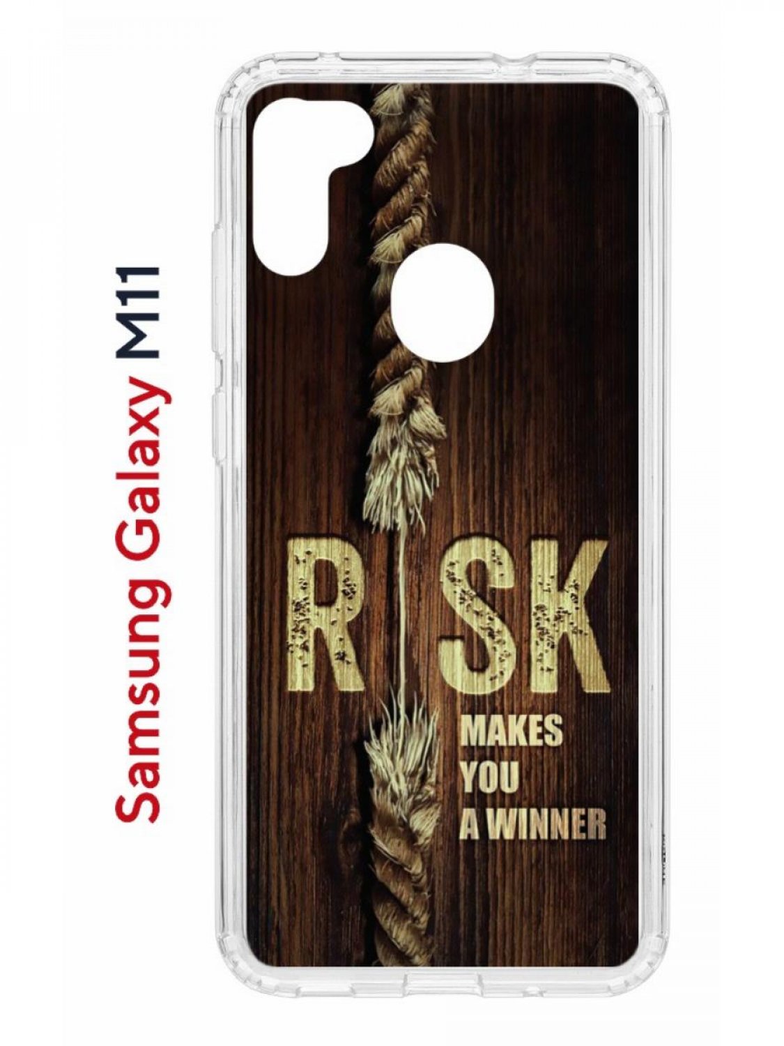 Чехол на Samsung M11, A11 Kruche Print Risk,противоударный бампер,с защитой камеры