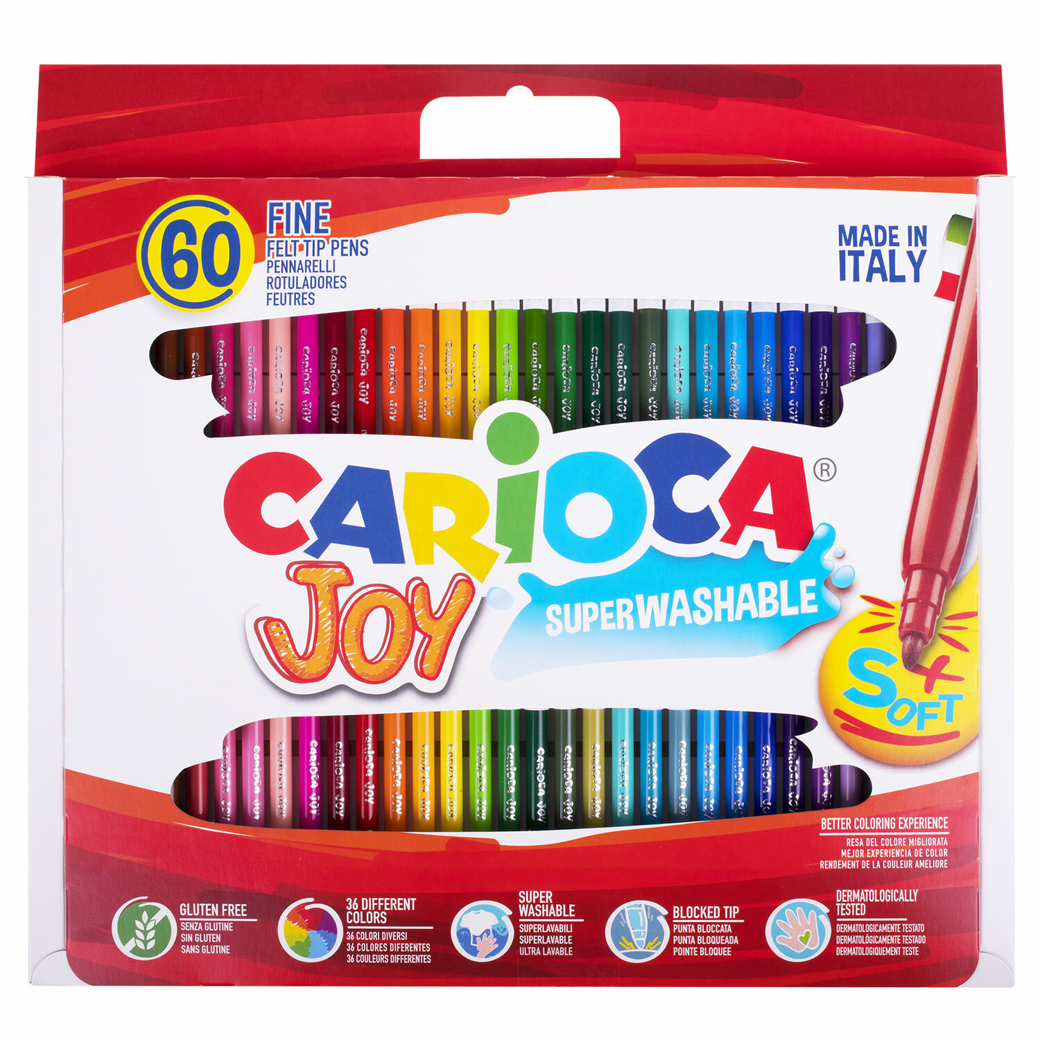 

Фломастеры Carioca Joy, 30 цветов, 60 шт, Разноцветный, Joy
